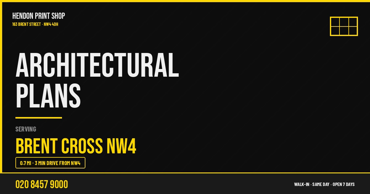Architectural Plans service for Brent Cross NW4 — Hendon Print Shop, 163 Brent Street, 0.7 miles away