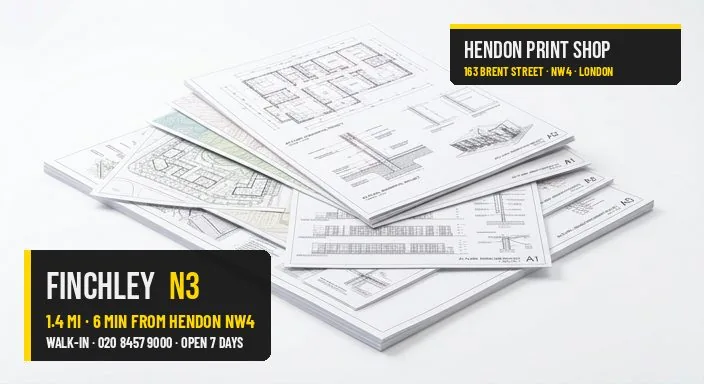 Same-day architectural plans for Finchley N3 — Hendon Print Shop, 1.4 miles away