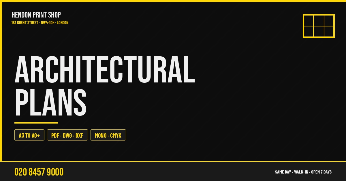 Architectural Plans at Hendon Print Shop NW4 — same-day printing service
