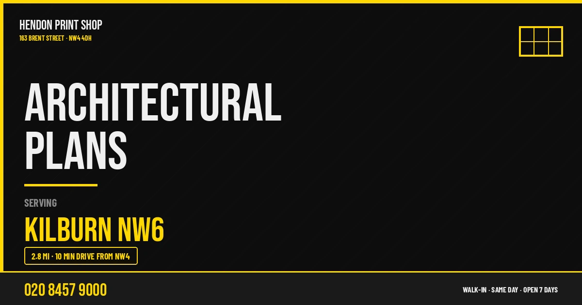 Architectural Plans service for Kilburn NW6 — Hendon Print Shop, 163 Brent Street, 2.8 miles away