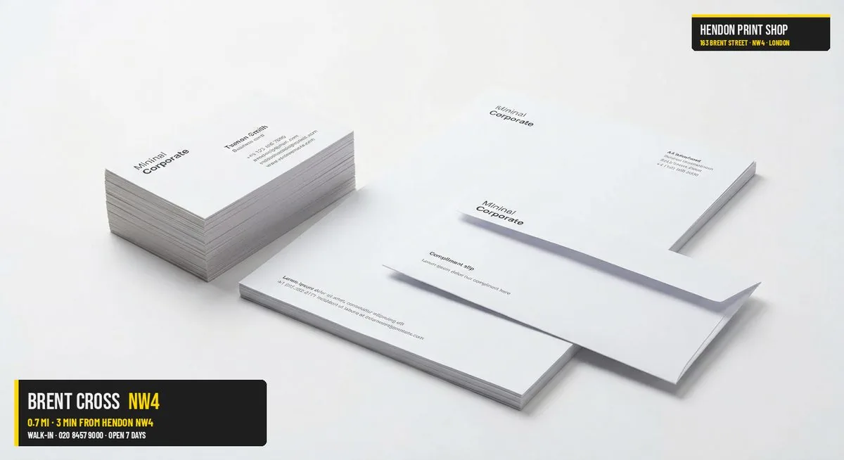 Same-day business cards for Brent Cross NW4 — Hendon Print Shop, 0.7 miles away
