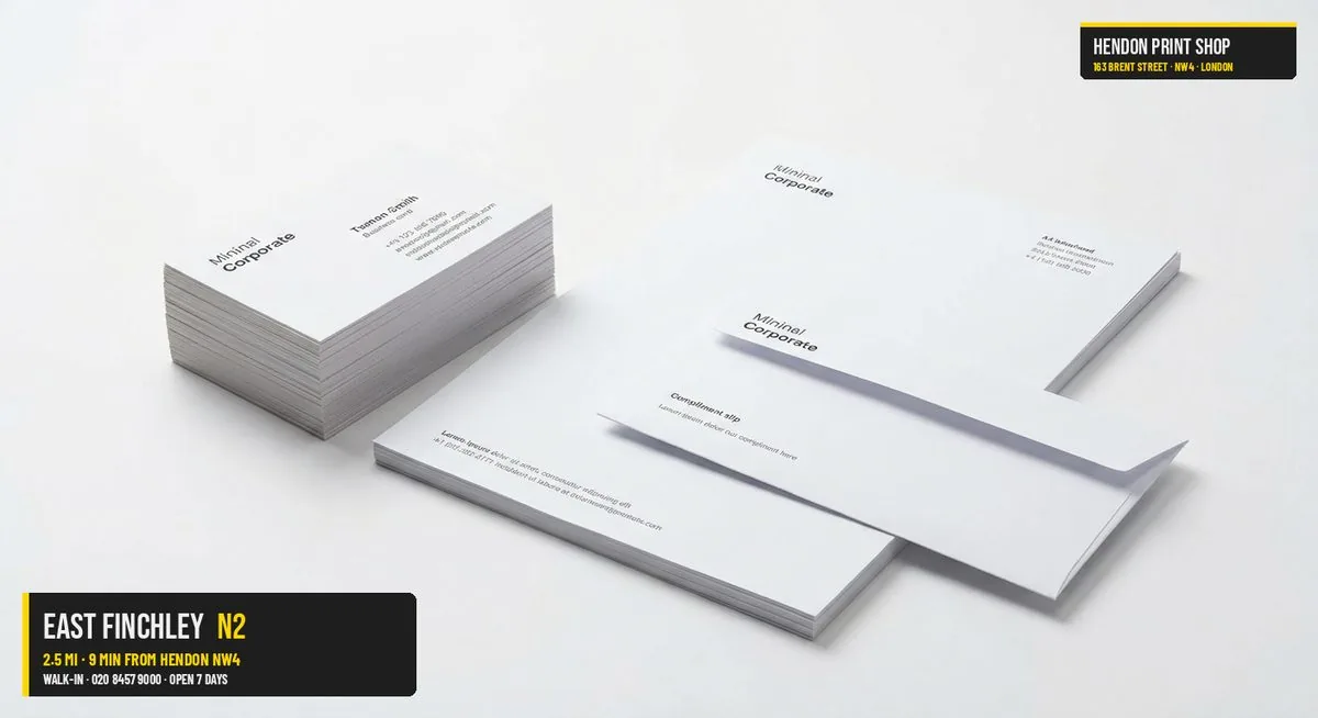 Same-day business cards for East Finchley N2 — Hendon Print Shop, 2.5 miles away