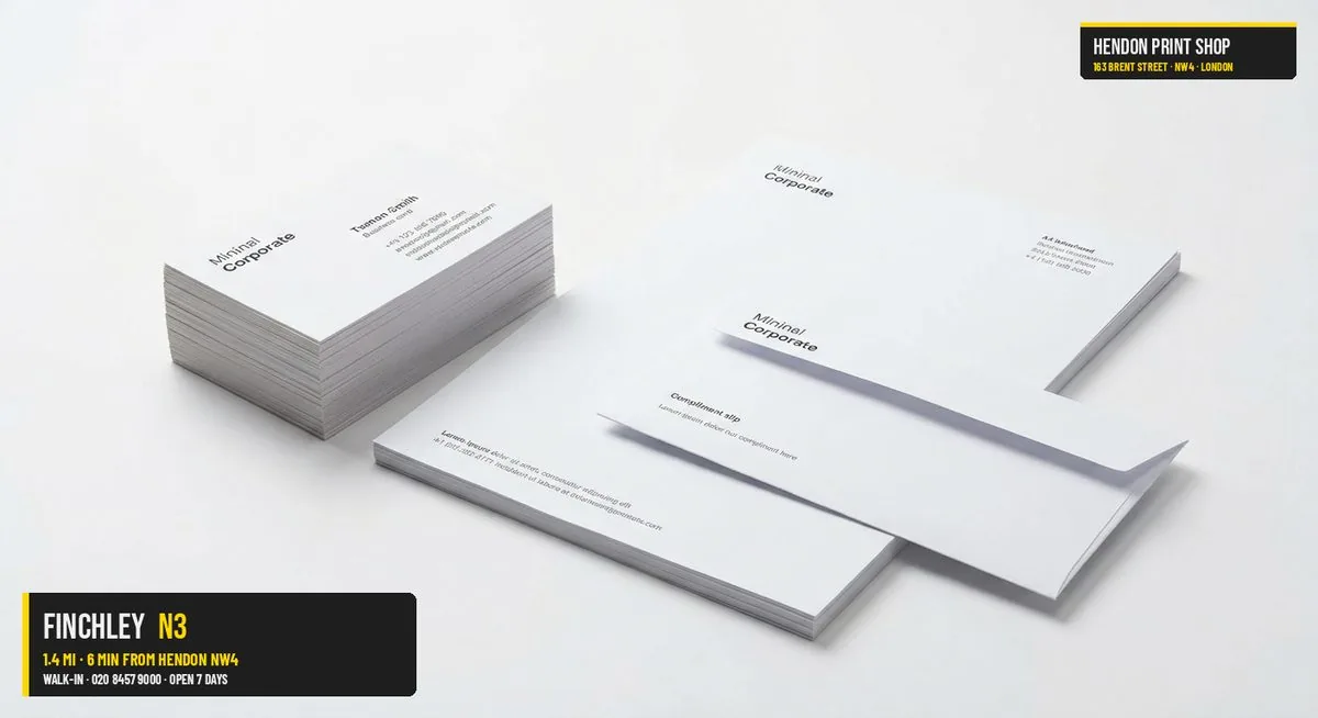 Same-day business cards for Finchley N3 — Hendon Print Shop, 1.4 miles away