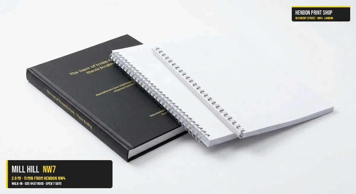 Same-day document binding for Mill Hill NW7 — Hendon Print Shop, 2.9 miles away