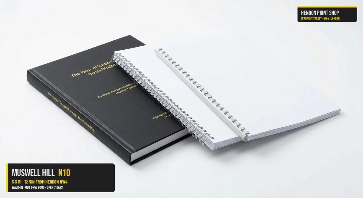 Same-day document binding for Muswell Hill N10 — Hendon Print Shop, 3.3 miles away