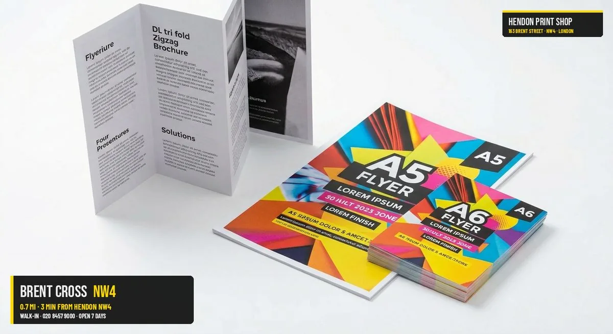 Same-day leaflets flyers for Brent Cross NW4 — Hendon Print Shop, 0.7 miles away