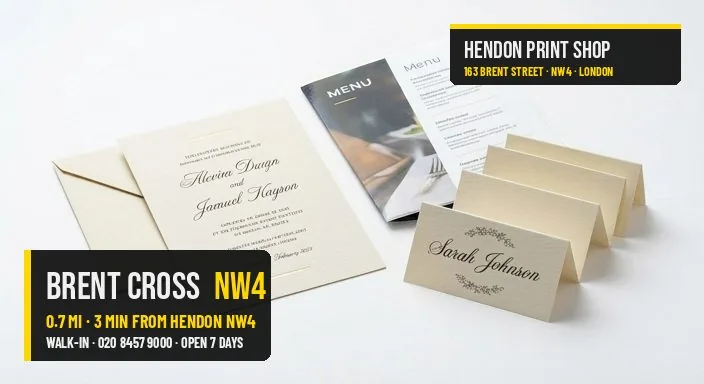 Same-day menus invitations for Brent Cross NW4 — Hendon Print Shop, 0.7 miles away