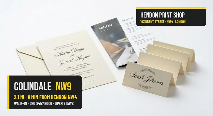 Same-day menus invitations for Colindale NW9 — Hendon Print Shop, 2.1 miles away