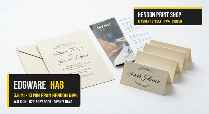 Same-day menus invitations for Edgware HA8 — Hendon Print Shop, 3.6 miles away