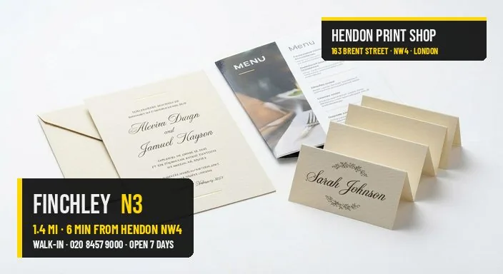 Same-day menus invitations for Finchley N3 — Hendon Print Shop, 1.4 miles away