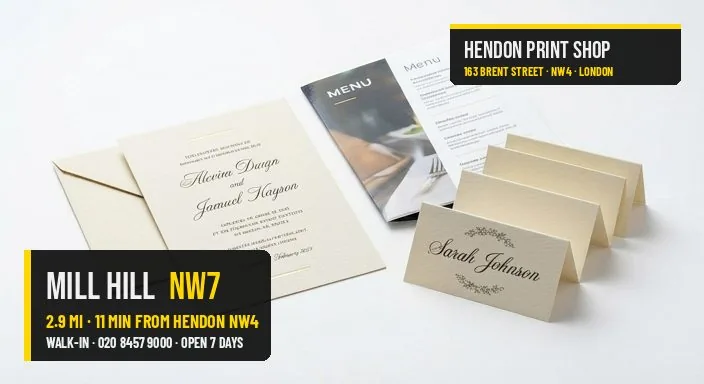 Same-day menus invitations for Mill Hill NW7 — Hendon Print Shop, 2.9 miles away