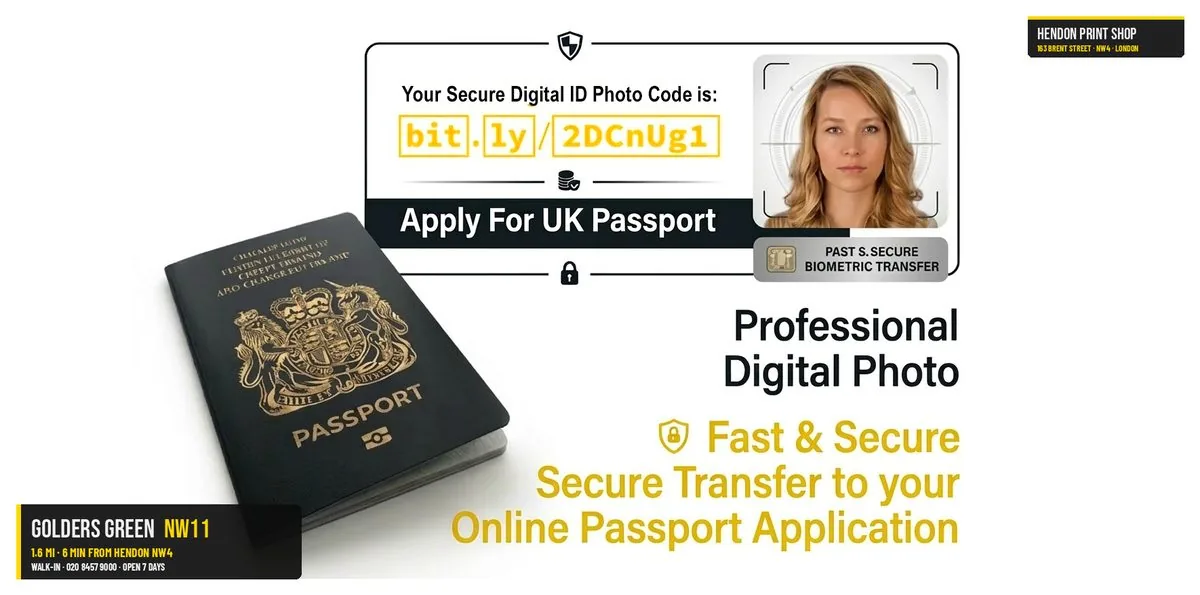 Same-day passport photos for Golders Green NW11 — Hendon Print Shop, 1.6 miles away
