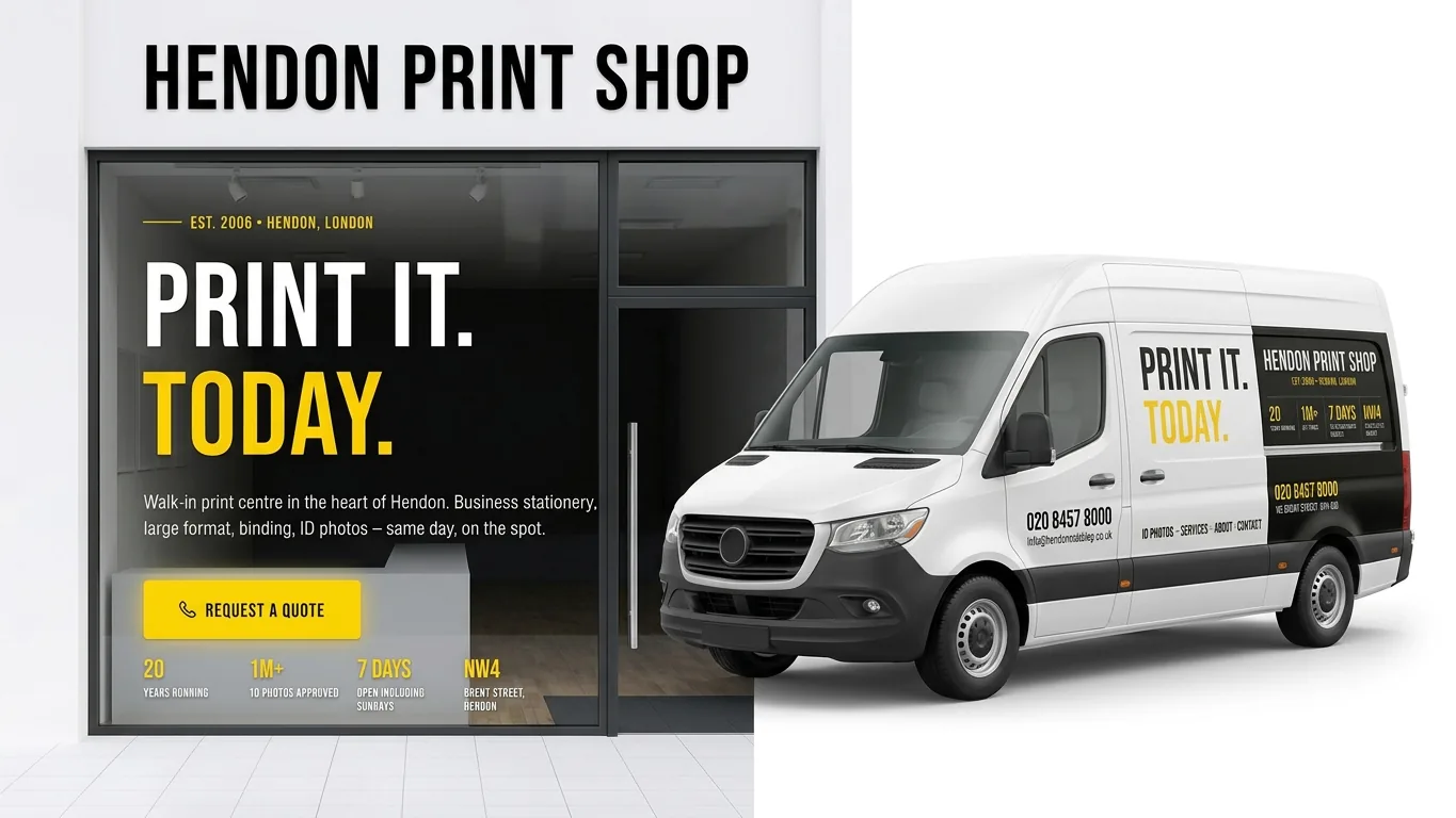 Signage and vehicle graphics at Hendon Print Shop, Hendon NW4