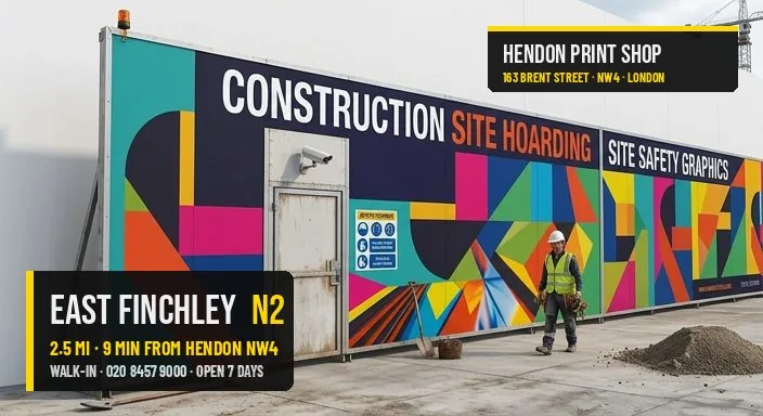 Same-day site hoarding for East Finchley N2 — Hendon Print Shop, 2.5 miles away