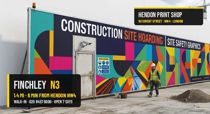 Same-day site hoarding for Finchley N3 — Hendon Print Shop, 1.4 miles away